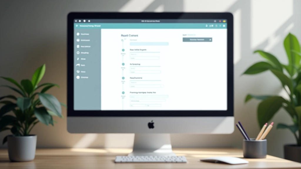 Počítač zobrazující onboarding průvodce s čtyřmi kroky a indikátorem