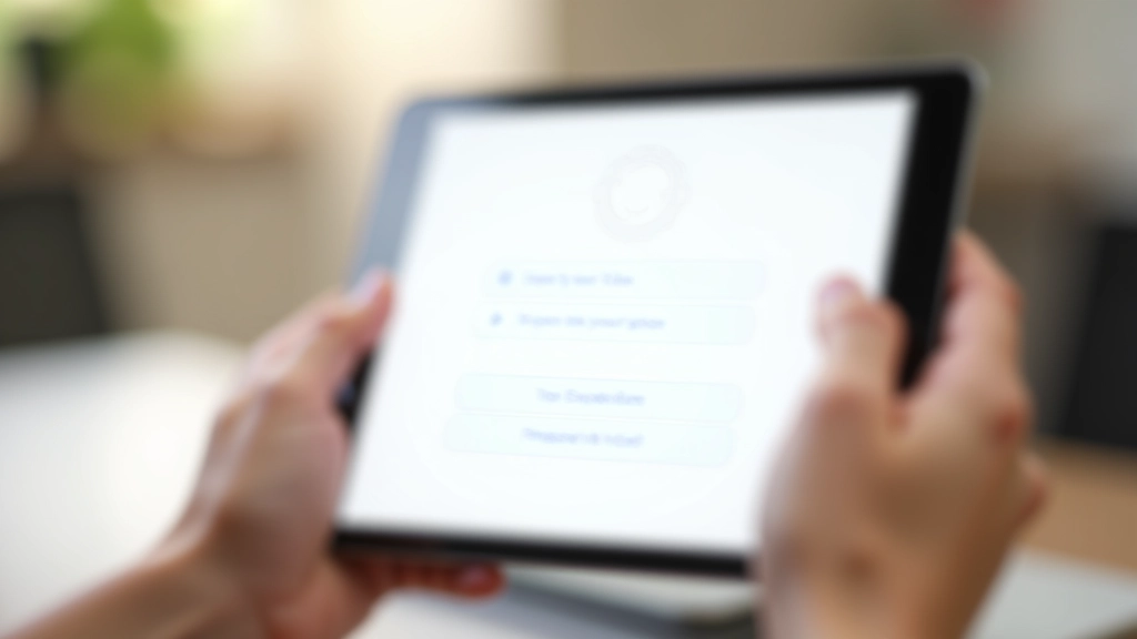 Tablet s průvodcem vycentrovaným na obrazovce